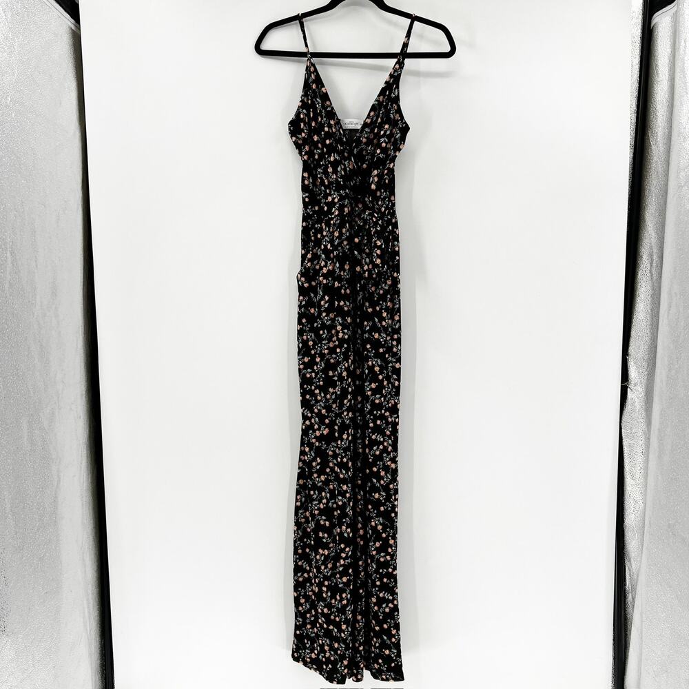 Kaileigh Women's Black Floral Sleeveless Cami V-Neck Jumpsuit Size XS